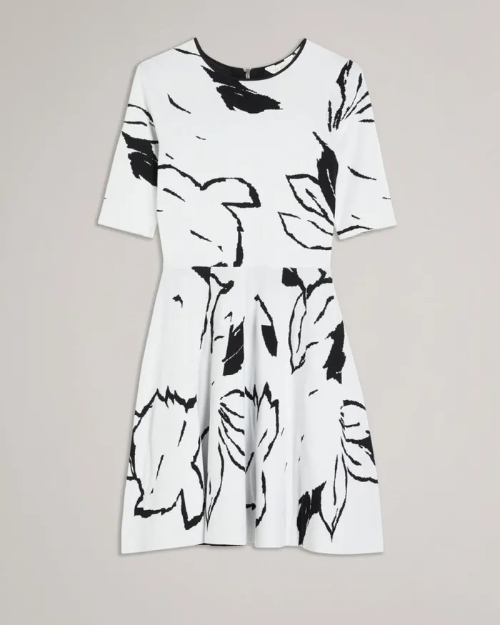 Jacquard Skater Dress White Women Ted Baker Dresses