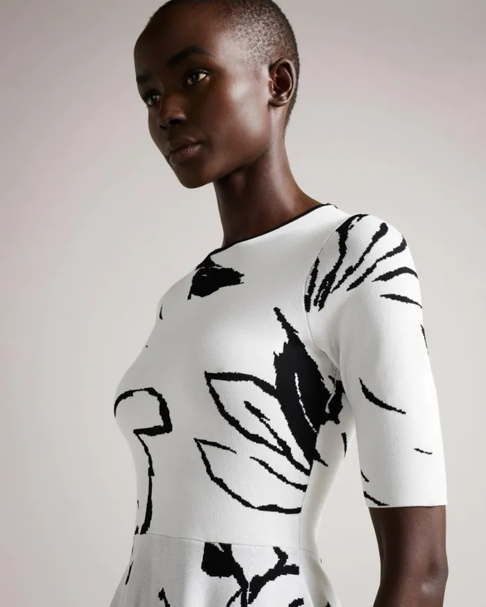 Jacquard Skater Dress White Women Ted Baker Dresses Jacquard Skater Dress White Women Ted Baker Dresses