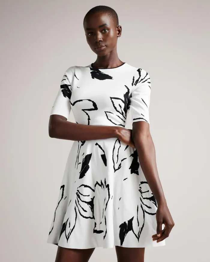 Jacquard Skater Dress White Women Ted Baker Dresses Jacquard Skater Dress White Women Ted Baker Dresses