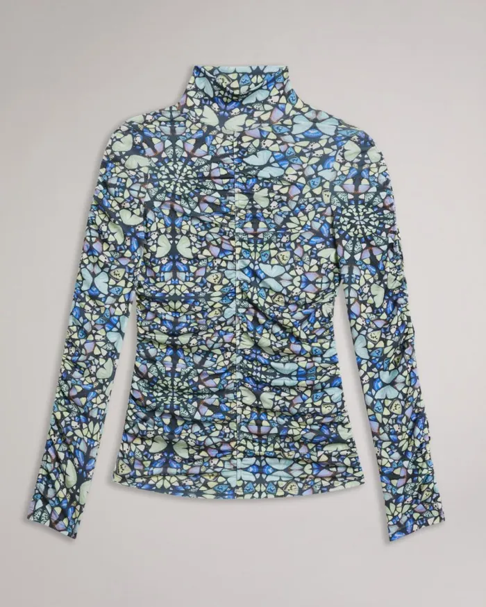 Kaleidoscope Butterfly Fitted Top Medium Blue Women Ted Baker Clothing