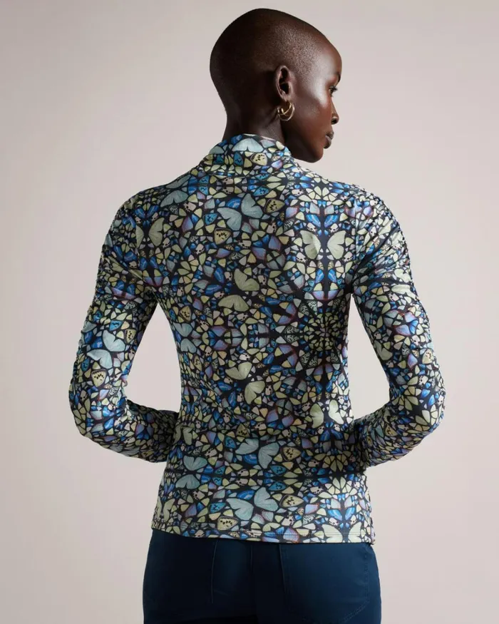 Kaleidoscope Butterfly Fitted Top Medium Blue Women Ted Baker Clothing Kaleidoscope Butterfly Fitted Top Medium Blue Women Ted Baker Clothing