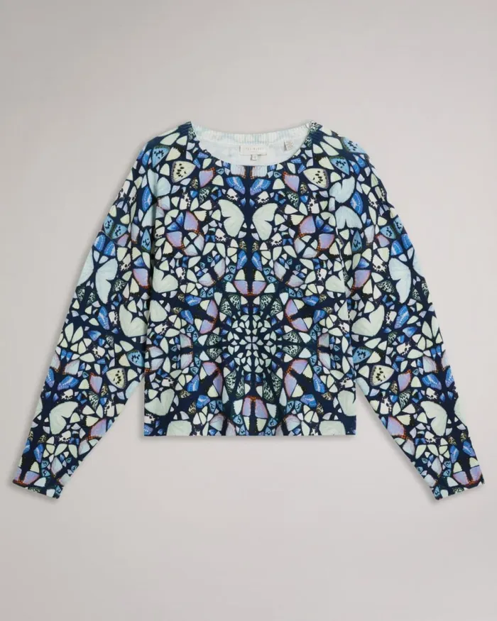 Kaleidoscope Print Boxy Fit Top Medium Blue Women Ted Baker Clothing