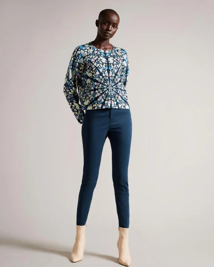 Kaleidoscope Print Boxy Fit Top Medium Blue Women Ted Baker Clothing Kaleidoscope Print Boxy Fit Top Medium Blue Women Ted Baker Clothing