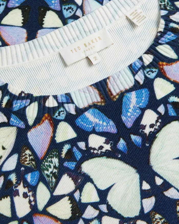 Kaleidoscope Print Boxy Fit Top Medium Blue Women Ted Baker Clothing Kaleidoscope Print Boxy Fit Top Medium Blue Women Ted Baker Clothing