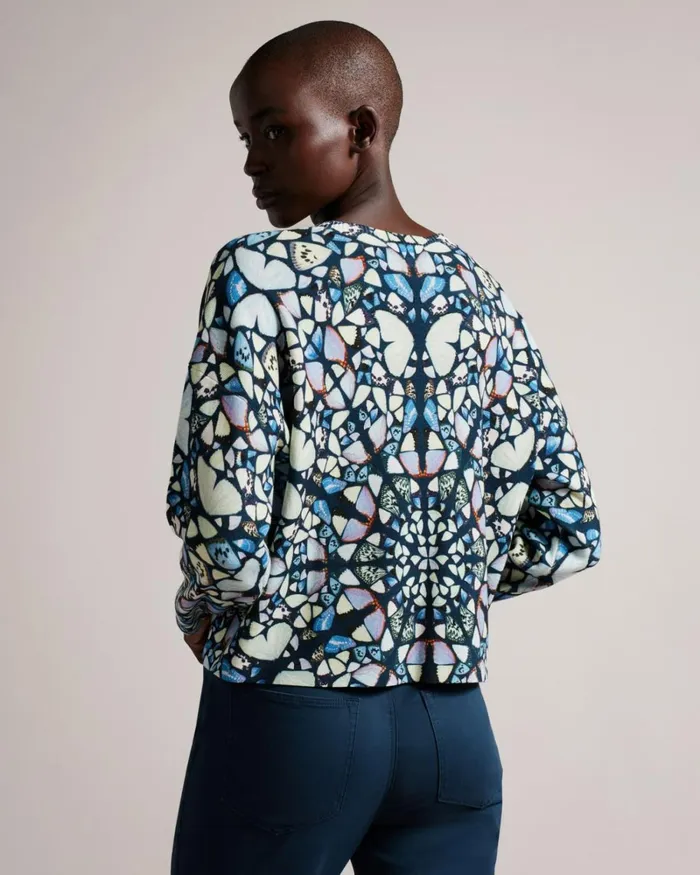Kaleidoscope Print Boxy Fit Top Medium Blue Women Ted Baker Clothing Kaleidoscope Print Boxy Fit Top Medium Blue Women Ted Baker Clothing