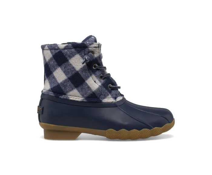 Kids Saltwater Duck Boot Navy Plaid Sperry Boots