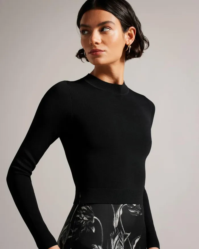 Knit Bodice Slip Skirt Dress Black Women Ted Baker Clothing
