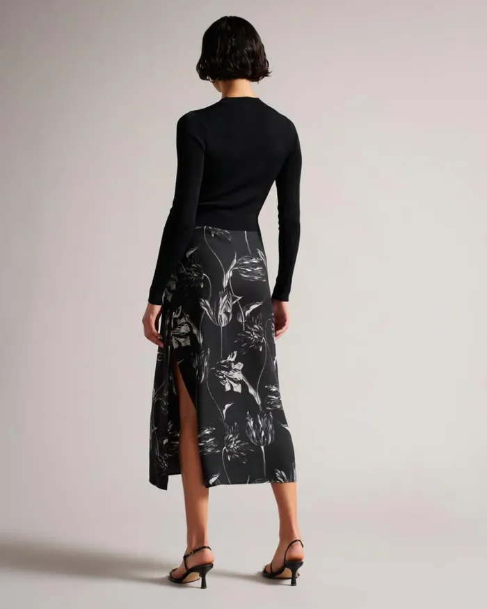 Knit Bodice Slip Skirt Dress Black Women Ted Baker Clothing
