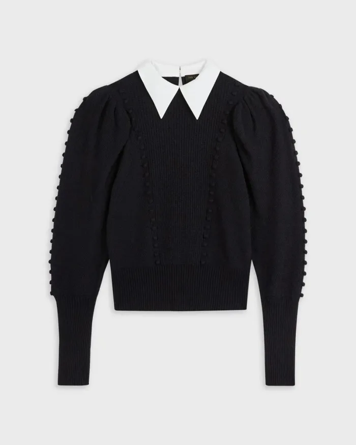 Knit Jumper With Collar Detail Dark Navy Women Ted Baker Tops and TShirts