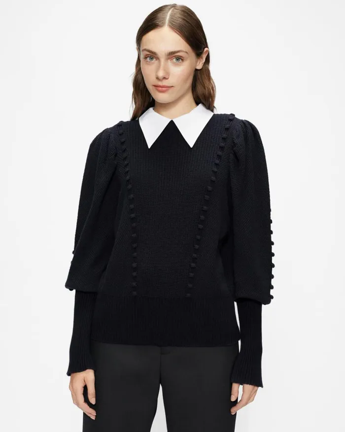 Knit Jumper With Collar Detail Dark Navy Women Ted Baker Tops and TShirts Knit Jumper With Collar Detail Dark Navy Women Ted Baker Tops and TShirts