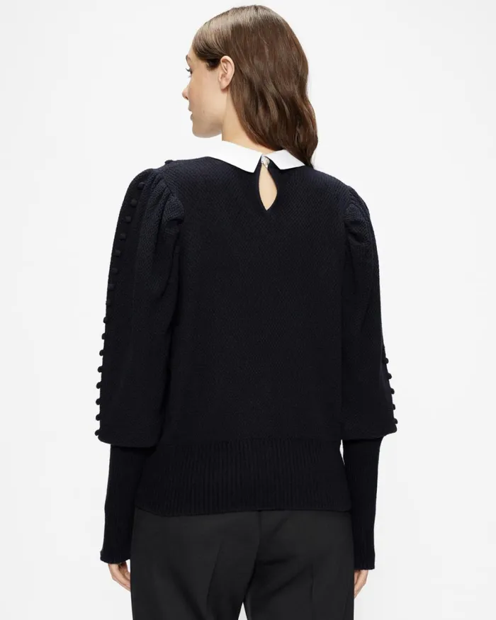 Knit Jumper With Collar Detail Dark Navy Women Ted Baker Tops and TShirts Knit Jumper With Collar Detail Dark Navy Women Ted Baker Tops and TShirts