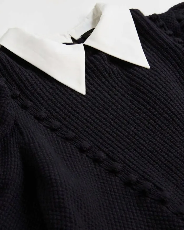 Knit Jumper With Collar Detail Dark Navy Women Ted Baker Tops and TShirts Knit Jumper With Collar Detail Dark Navy Women Ted Baker Tops and TShirts