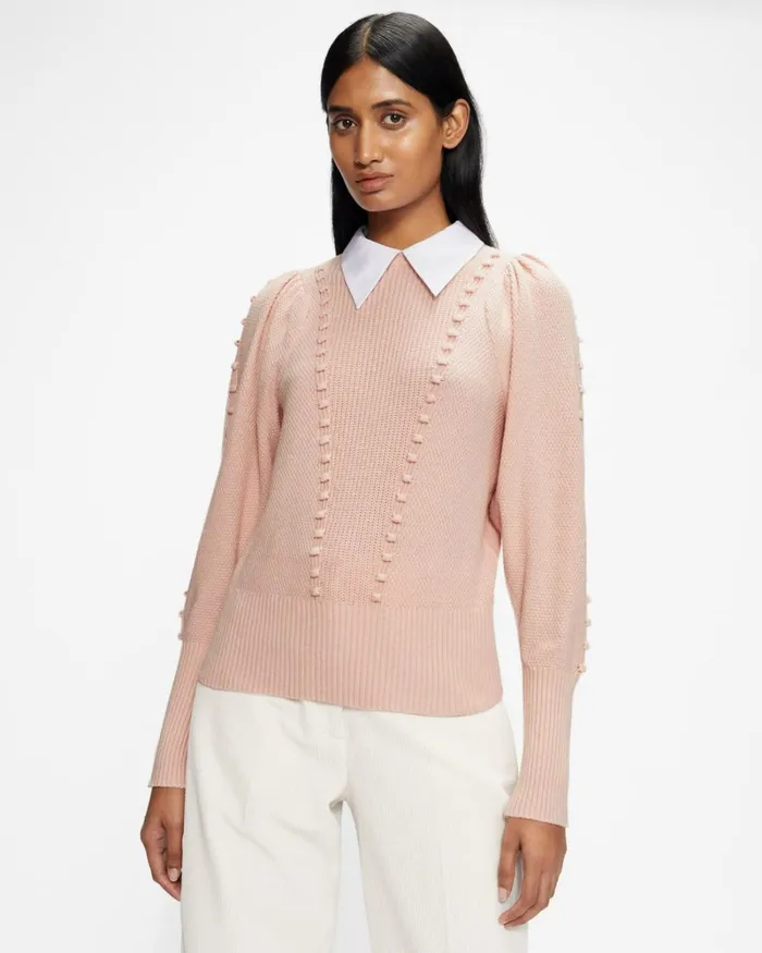 Knit Jumper With Collar Detail Pink Women Ted Baker Tops and TShirts Knit Jumper With Collar Detail Pink Women Ted Baker Tops and TShirts