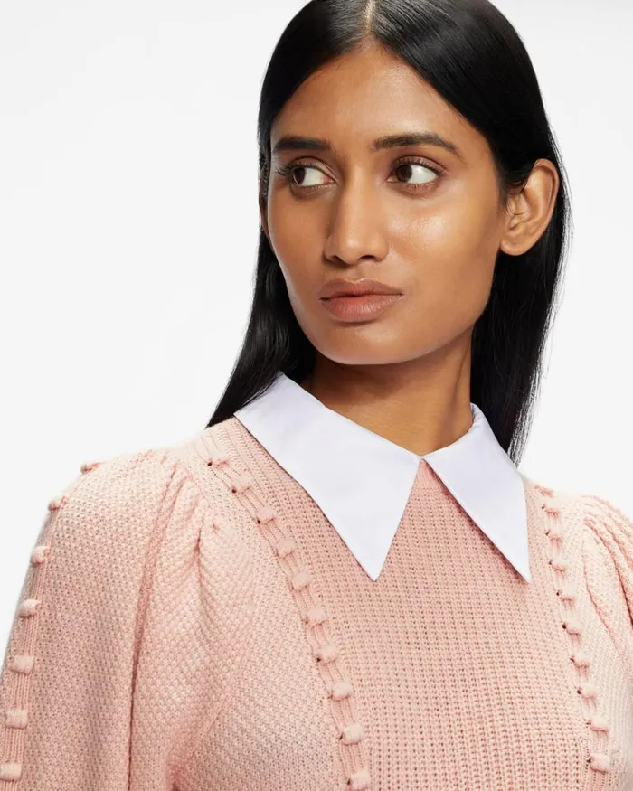 Knit Jumper With Collar Detail Pink Women Ted Baker Tops and TShirts Knit Jumper With Collar Detail Pink Women Ted Baker Tops and TShirts