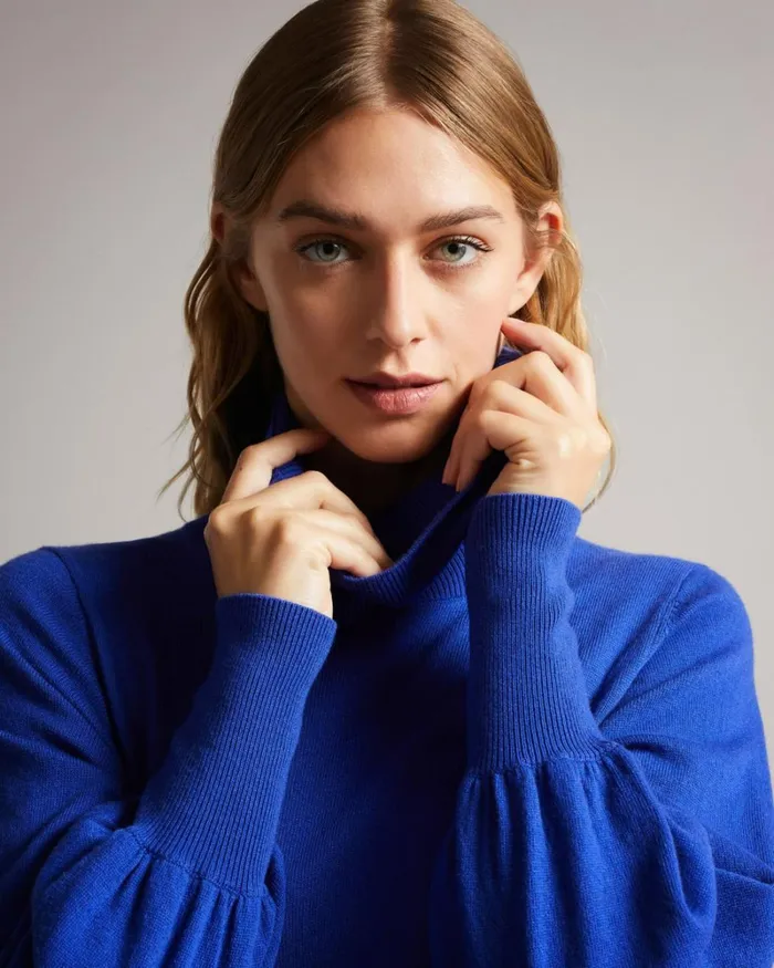 Knitted Dress With Ruched Side Detail Bright Blue Women Ted Baker Dresses Knitted Dress With Ruched Side Detail Bright Blue Women Ted Baker Dresses