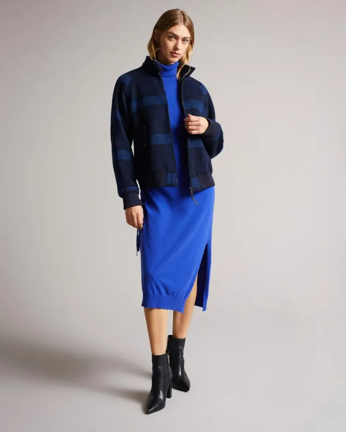 Knitted Dress With Ruched Side Detail Bright Blue Women Ted Baker Dresses Knitted Dress With Ruched Side Detail Bright Blue Women Ted Baker Dresses
