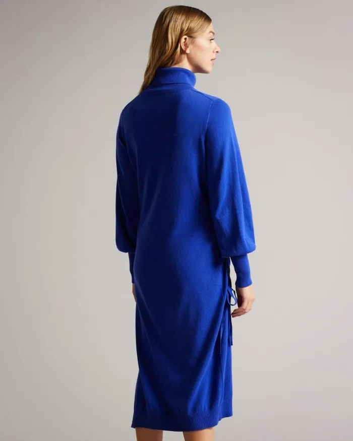 Knitted Dress With Ruched Side Detail Bright Blue Women Ted Baker Dresses Knitted Dress With Ruched Side Detail Bright Blue Women Ted Baker Dresses