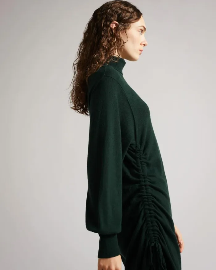 Knitted Dress With Ruched Side Detail Green Women Ted Baker Dresses Knitted Dress With Ruched Side Detail Green Women Ted Baker Dresses