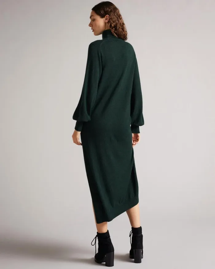 Knitted Dress With Ruched Side Detail Green Women Ted Baker Dresses Knitted Dress With Ruched Side Detail Green Women Ted Baker Dresses
