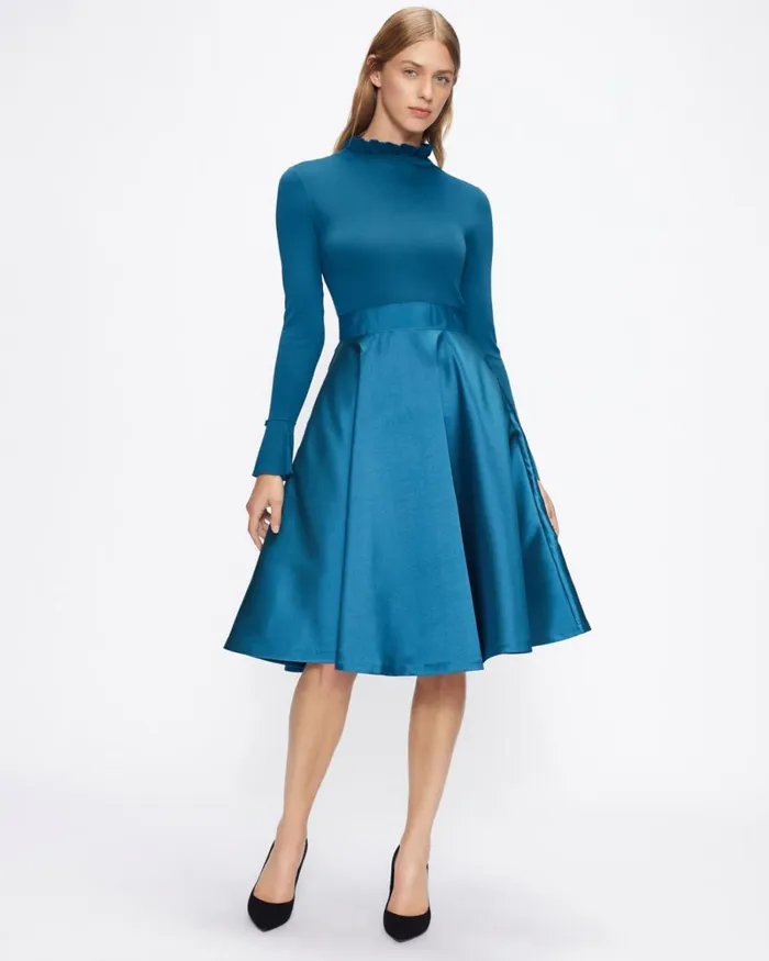 Knitted Frill Full Skirt Dress Medium Blue Women Ted Baker Dresses Knitted Frill Full Skirt Dress Medium Blue Women Ted Baker Dresses
