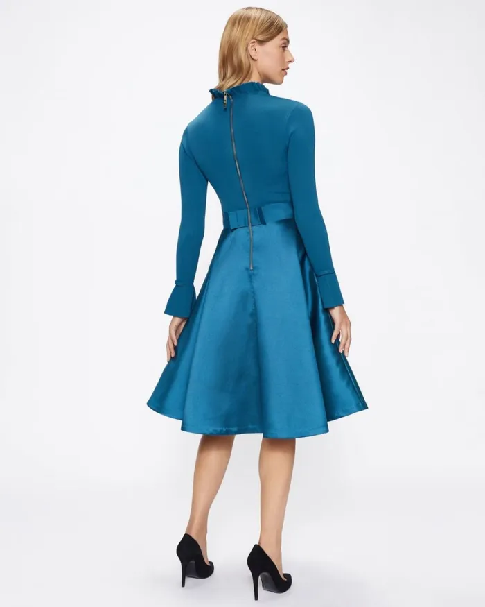 Knitted Frill Full Skirt Dress Medium Blue Women Ted Baker Dresses Knitted Frill Full Skirt Dress Medium Blue Women Ted Baker Dresses