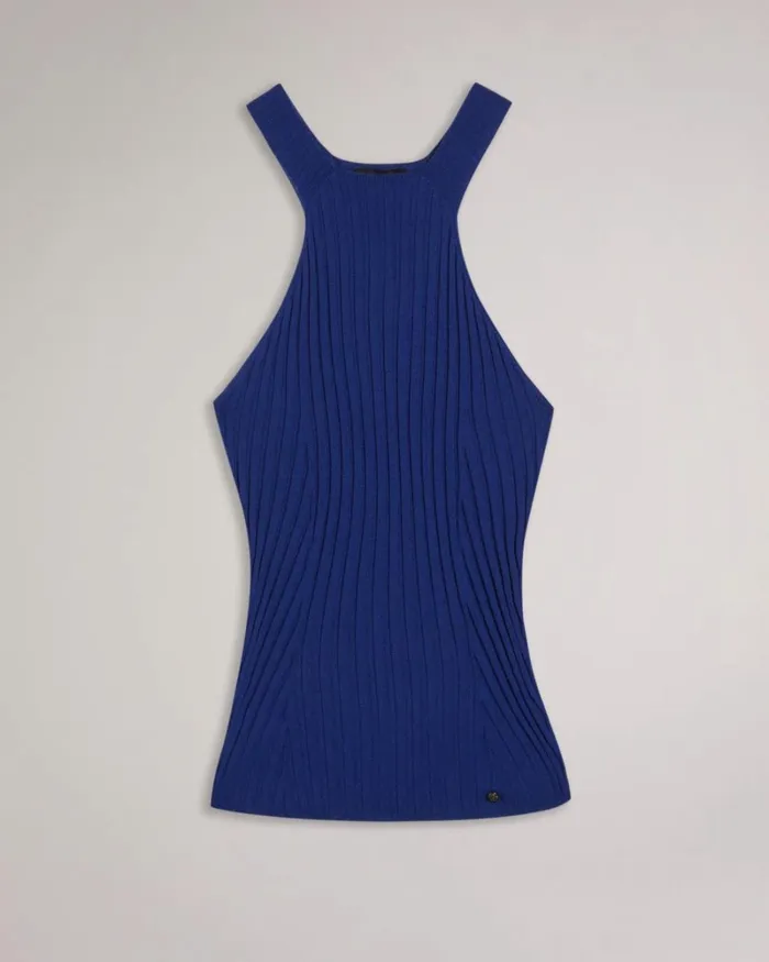 Knitted Halterneck Top Dark Blue Women Ted Baker Clothing