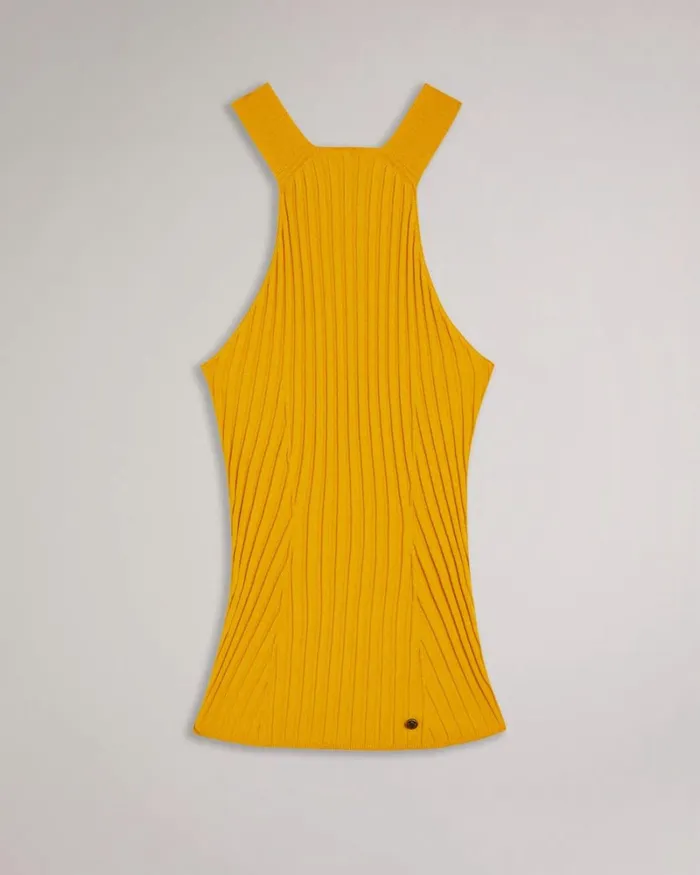 Knitted Halterneck Top Yellow Women Ted Baker Clothing Knitted Halterneck Top Yellow Women Ted Baker Clothing