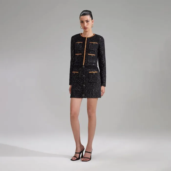 Knitwear Woman SelfPortrait Black Sequin Knit Mini Skirt Knitwear Woman SelfPortrait Black Sequin Knit Mini Skirt