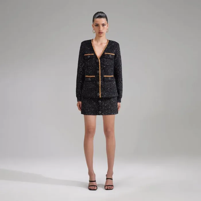 Knitwear Woman SelfPortrait Black Sequin Knit Mini Skirt Knitwear Woman SelfPortrait Black Sequin Knit Mini Skirt