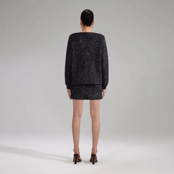 Knitwear Woman SelfPortrait Black Sequin Knit Mini Skirt Knitwear Woman SelfPortrait Black Sequin Knit Mini Skirt
