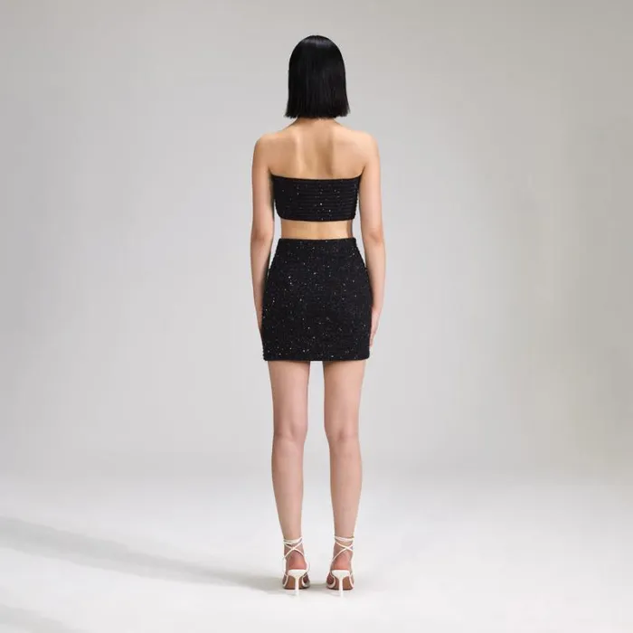 Knitwear Woman SelfPortrait Black Sequin Knit Top Knitwear Woman SelfPortrait Black Sequin Knit Top