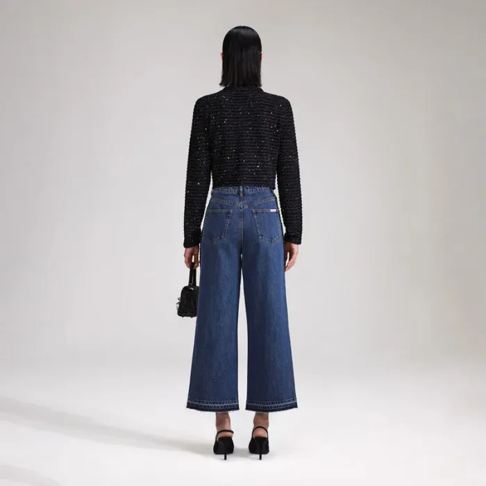 Knitwear Woman SelfPortrait Black Sequin Knit Top Knitwear Woman SelfPortrait Black Sequin Knit Top