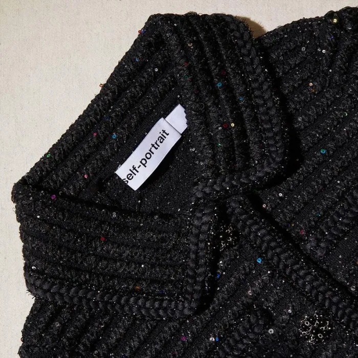 Knitwear Woman SelfPortrait Black Sequin Knit Top Knitwear Woman SelfPortrait Black Sequin Knit Top