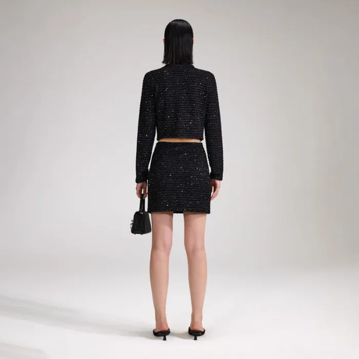 Knitwear Woman SelfPortrait Black Sequin Knit Top Knitwear Woman SelfPortrait Black Sequin Knit Top