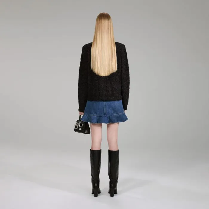 Knitwear Woman SelfPortrait Black Tape Knit Cardigan Knitwear Woman SelfPortrait Black Tape Knit Cardigan
