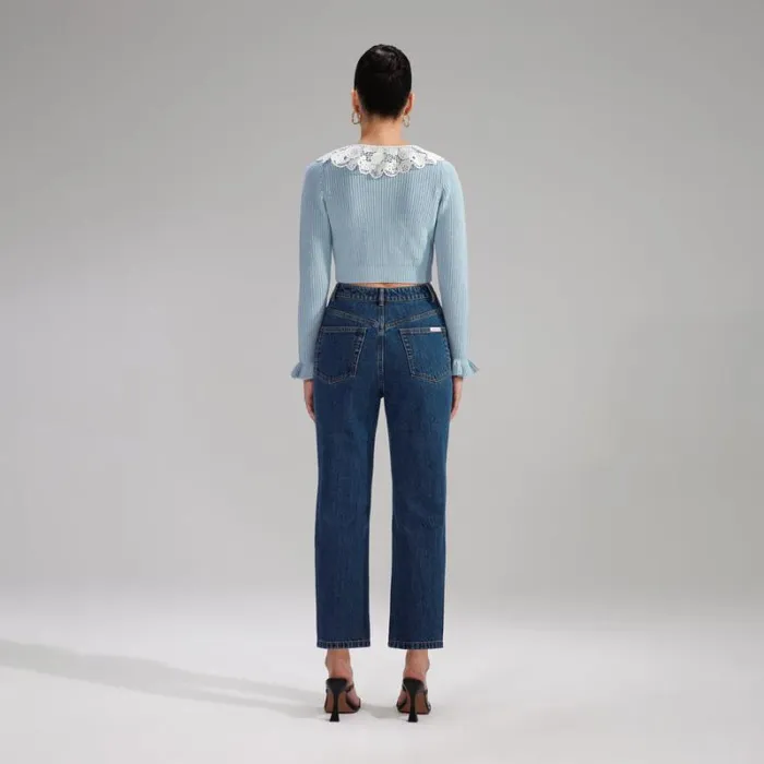 Knitwear Woman SelfPortrait Blue Knit Mini Skirt Knitwear Woman SelfPortrait Blue Knit Mini Skirt