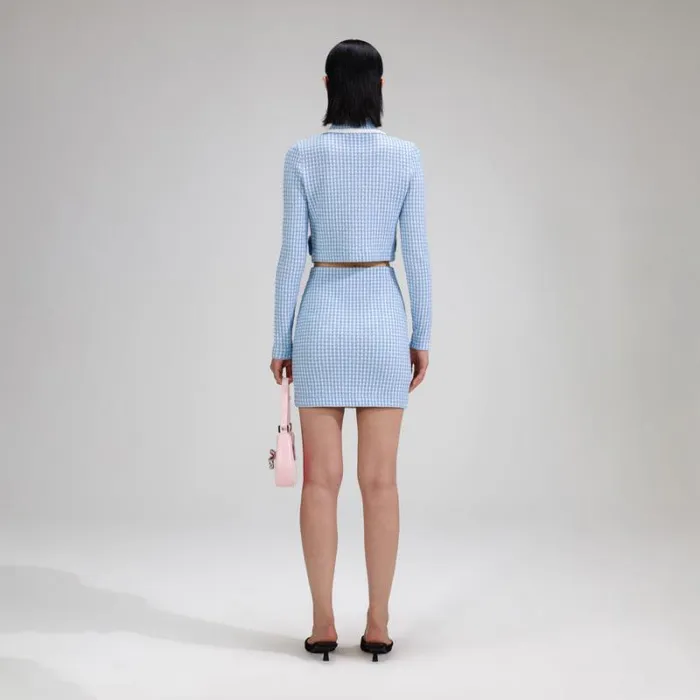 Knitwear Woman SelfPortrait Blue Lurex Knitted Cardigan Knitwear Woman SelfPortrait Blue Lurex Knitted Cardigan