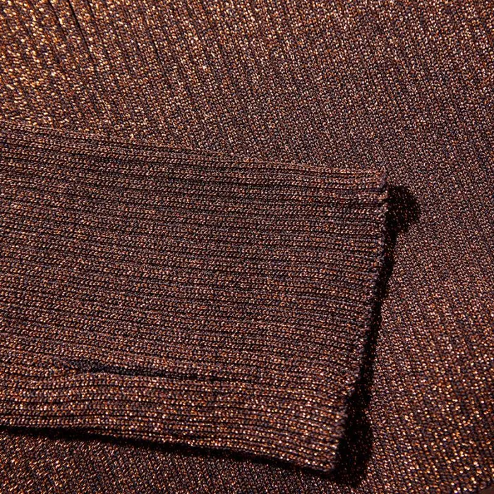Knitwear Woman SelfPortrait Brown Lurex Knit Off Shoulder Top Knitwear Woman SelfPortrait Brown Lurex Knit Off Shoulder Top
