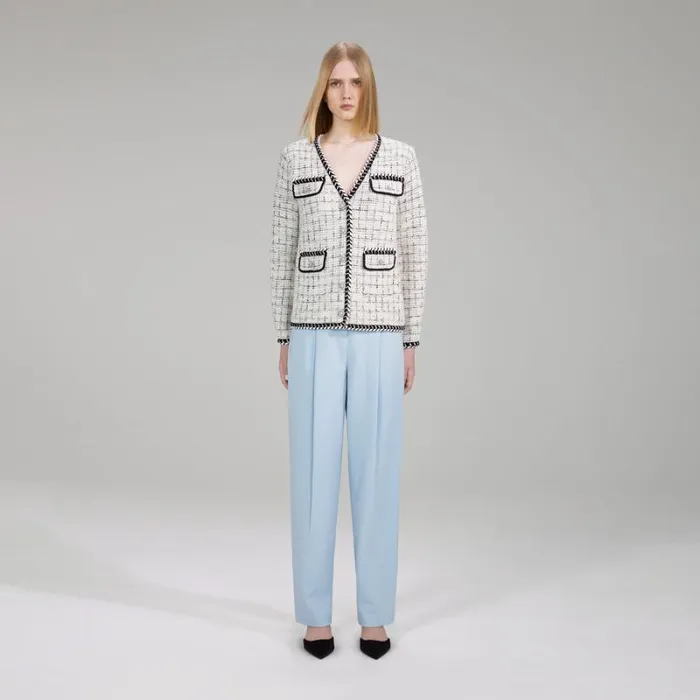 Knitwear Woman SelfPortrait Check Yarn Knit Cardigan