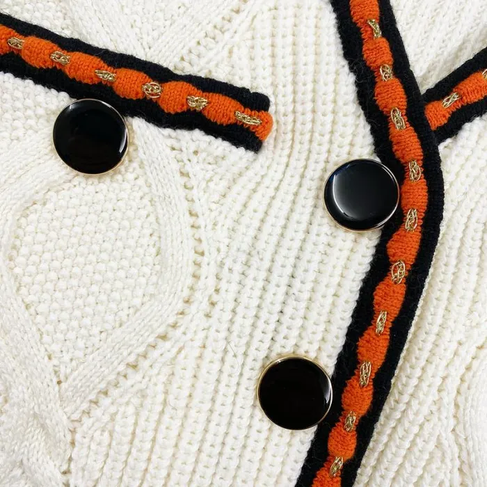 Knitwear Woman SelfPortrait Cream Cable Knit Cropped Cardigan Knitwear Woman SelfPortrait Cream Cable Knit Cropped Cardigan