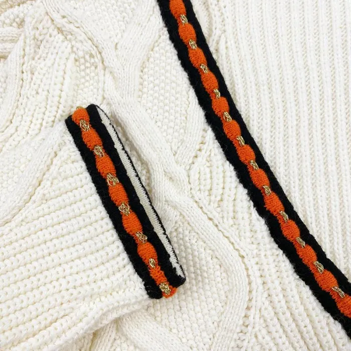 Knitwear Woman SelfPortrait Cream Cable Knit Cropped Cardigan Knitwear Woman SelfPortrait Cream Cable Knit Cropped Cardigan