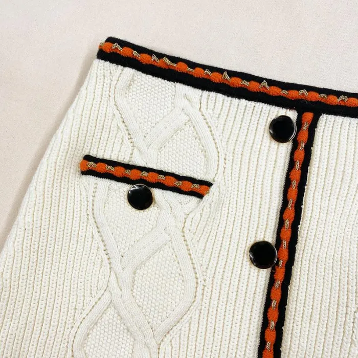 Knitwear Woman SelfPortrait Cream Cable Knit Skirt Knitwear Woman SelfPortrait Cream Cable Knit Skirt