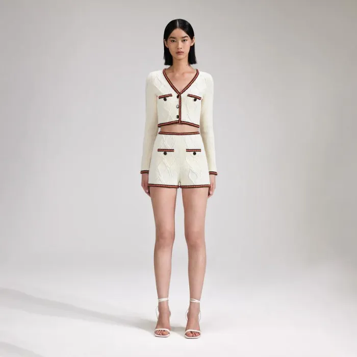 Knitwear Woman SelfPortrait Cream Cable Knit Skirt Knitwear Woman SelfPortrait Cream Cable Knit Skirt