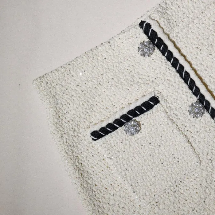 Knitwear Woman SelfPortrait Cream Sequin Knitted Mini Skirt Knitwear Woman SelfPortrait Cream Sequin Knitted Mini Skirt