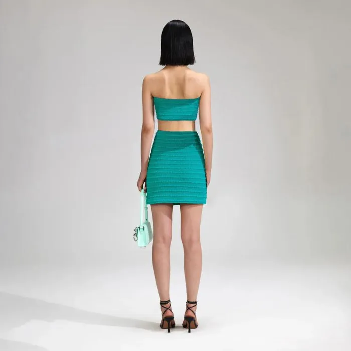 Knitwear Woman SelfPortrait Green Beaded Knit Bandeau Top Knitwear Woman SelfPortrait Green Beaded Knit Bandeau Top