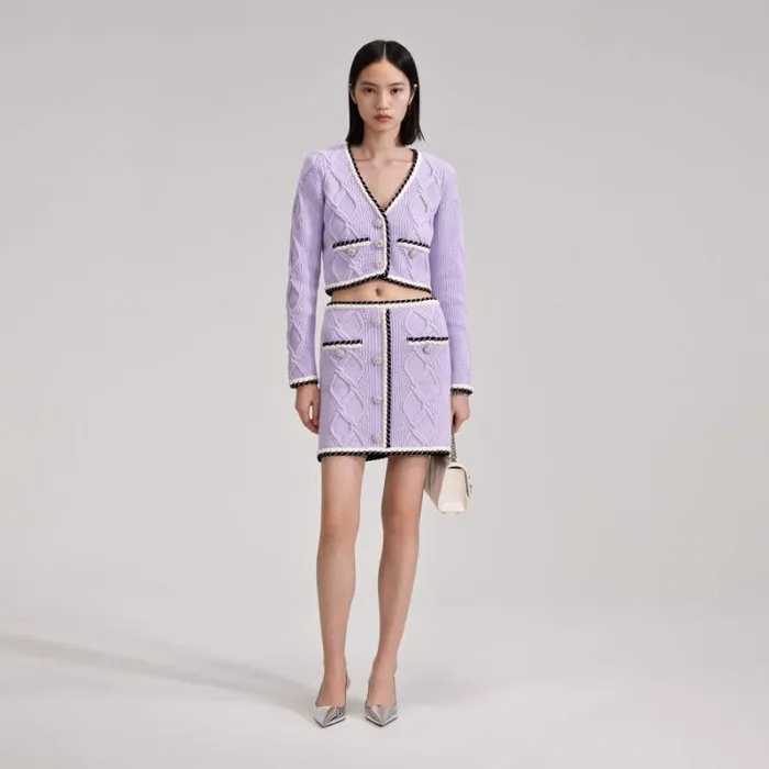 Knitwear Woman SelfPortrait Lilac Knit Mini Skirt