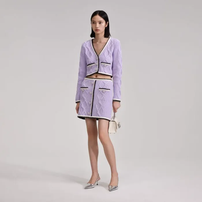 Knitwear Woman SelfPortrait Lilac Knit Mini Skirt Knitwear Woman SelfPortrait Lilac Knit Mini Skirt