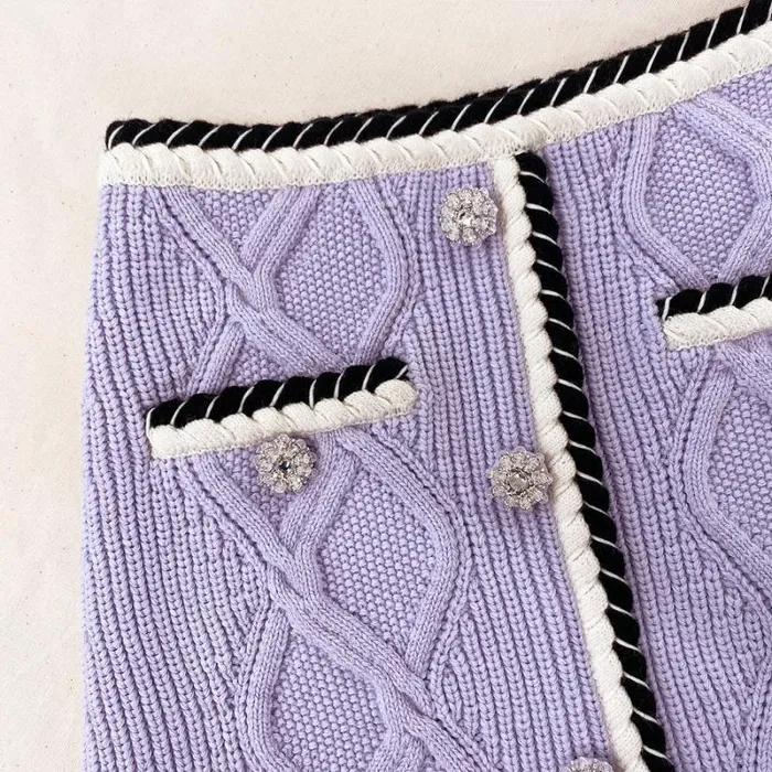 Knitwear Woman SelfPortrait Lilac Knit Mini Skirt Knitwear Woman SelfPortrait Lilac Knit Mini Skirt