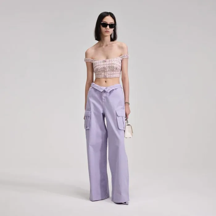 Knitwear Woman SelfPortrait Lilac Sequin Knit Cardigan Knitwear Woman SelfPortrait Lilac Sequin Knit Cardigan