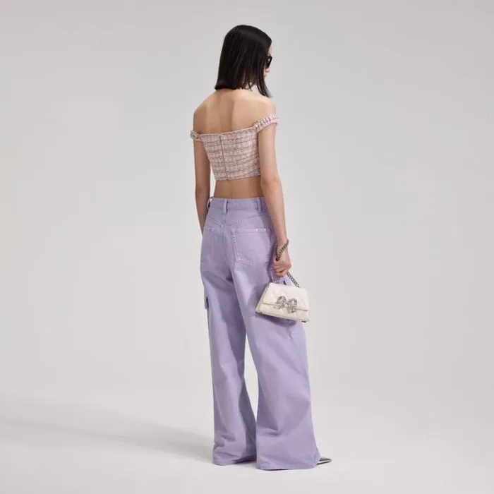 Knitwear Woman SelfPortrait Lilac Sequin Knit Cardigan Knitwear Woman SelfPortrait Lilac Sequin Knit Cardigan